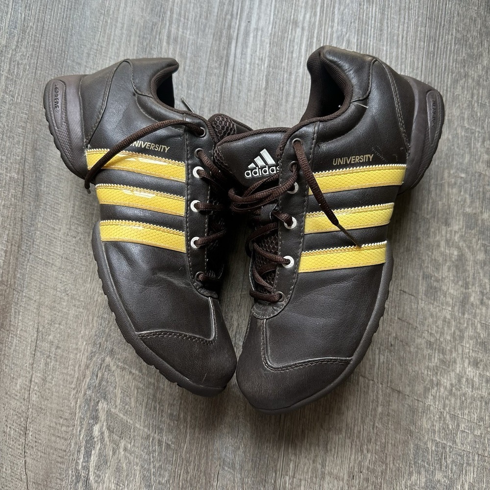 VINTAGE Adidas University Le Mens Football Trainers 8.5 Brown Yellow Y2K YE Rare